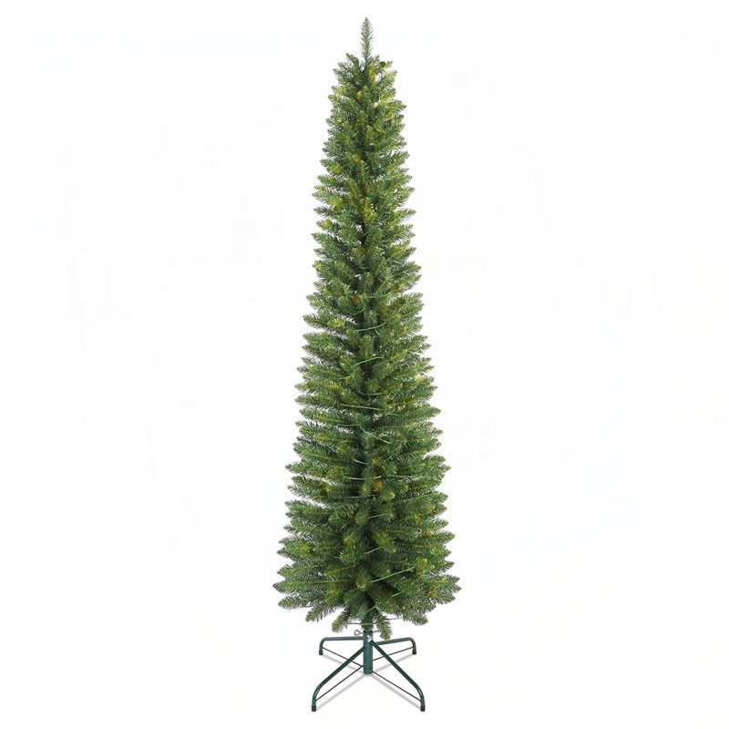 Arbre de Noël au crayon 6 pi - Arbre en PVC mince avec 358 pointes, conception compacte, support en métal stable, parfait pour les petits espaces