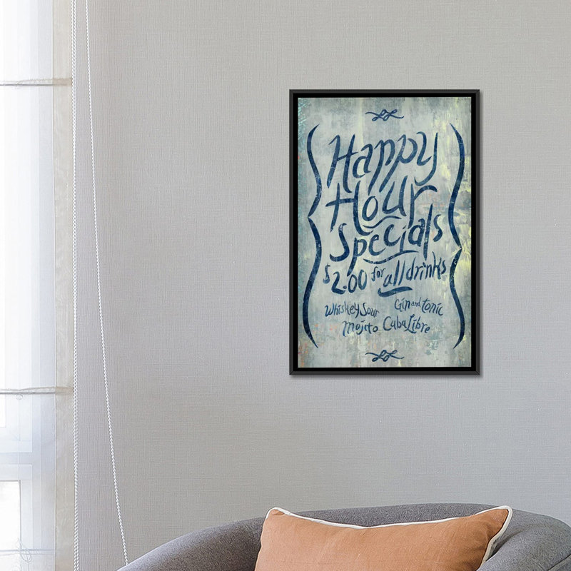 «Happy Hour Blue» par PI Studio - Estampe numérique sur toile tendue avec châssis, H 26 po x l 18 po x P 1,5 po, Pas de tapis