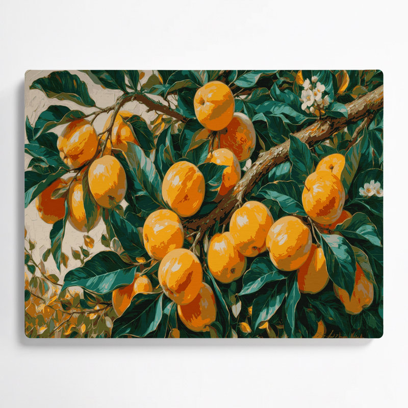 «Fruit Loquat», art mural en métal vert, H 11 po x l 14 po