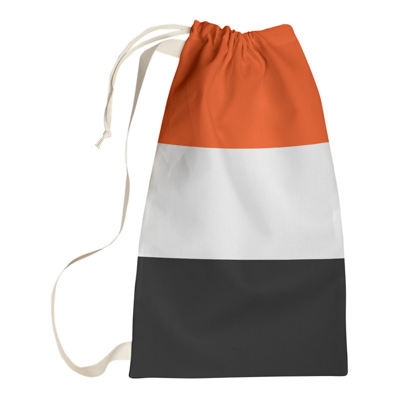 Fabric Laundry Bag with Handles, 36" H x 28" W x 1.5" D, Orange/White/Black