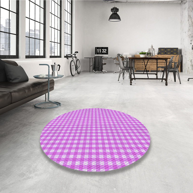 Tapis 100% à motifs lavables à la machine 2989 Pat692-PUR, Rond 3 pi