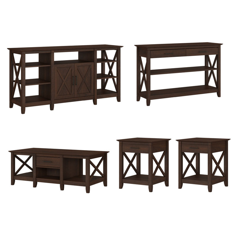 Ensemble de tables basses 5 pièces Kaionna, Cerisier Bing