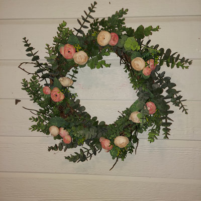 Couronne lumineuse 19 po Ranunculus and Eucalyptus