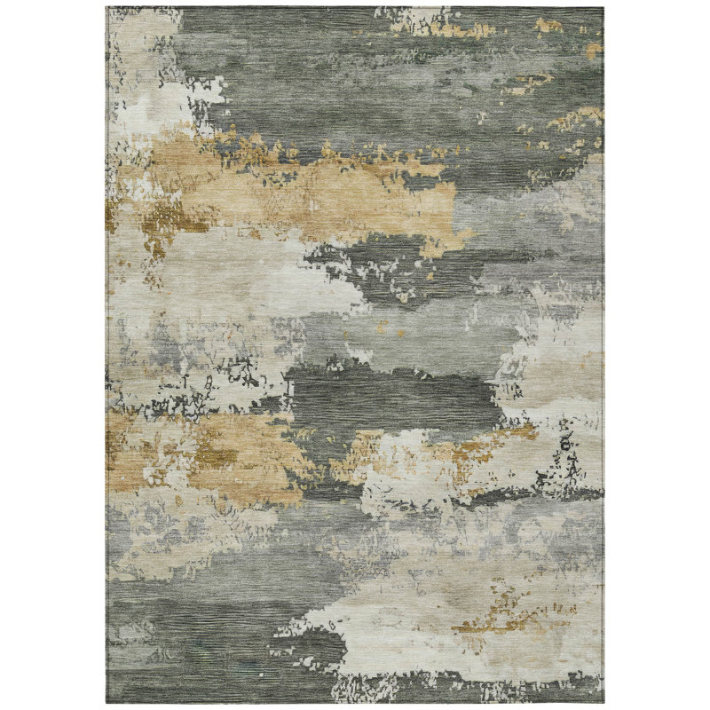 Machine Washable Indoor/Outdoor Kesler ACN2372 Abstract Rug, Rectangle 10' x 14'
