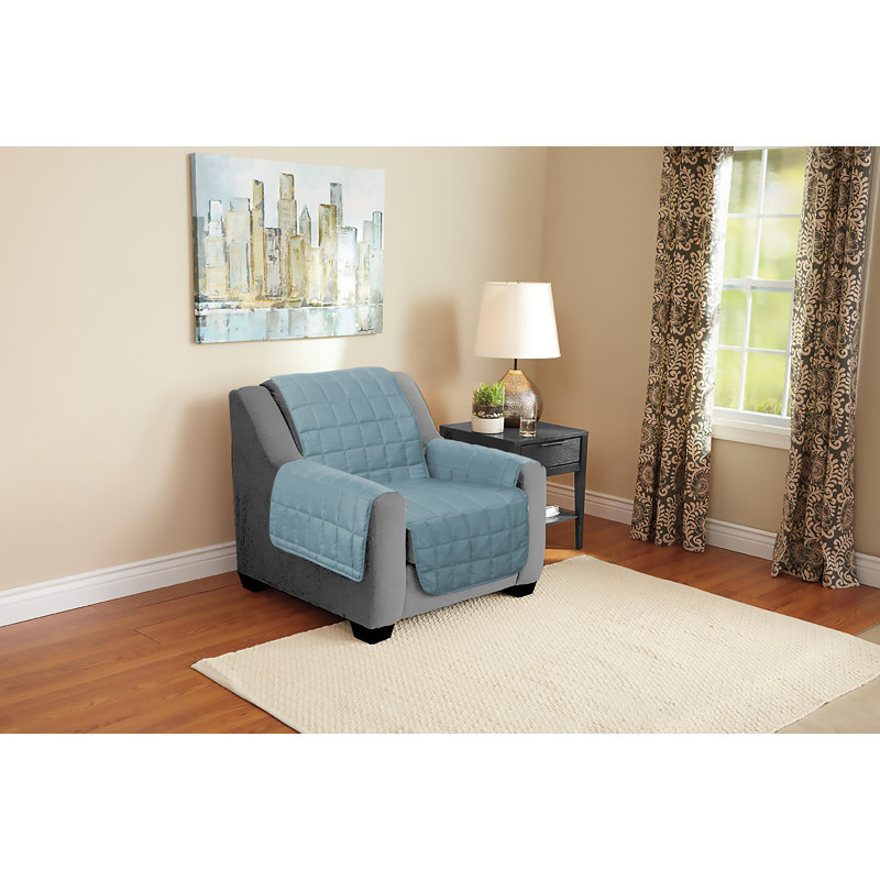 Box Cushion Armchair Slipcover, Blue