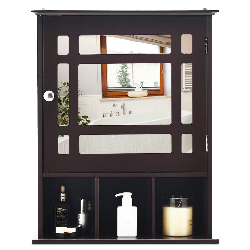 Armoire à pharmacie 1 porte avec 3 tablettes réglables Plewak, Brun
