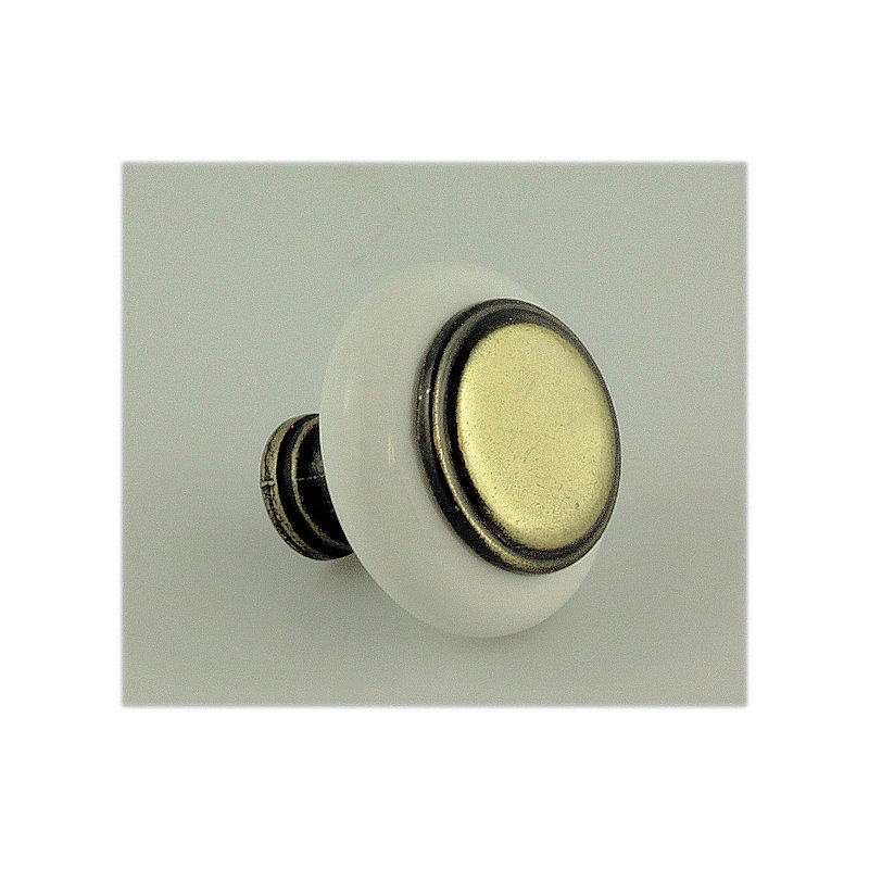 (Paquet de 5) Bouton central en laiton antique de 1-1 / 4 po blanc