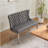Velvet Double Dining Loveseat Bench, Kitchen & Dining Seating, 2-Seat Tufted Bench W/Handmade Buttons, Wing Back, Brushed Silver Stainless Steel Legs, Mid Century Modern,Single Pack,Gray-1628765552