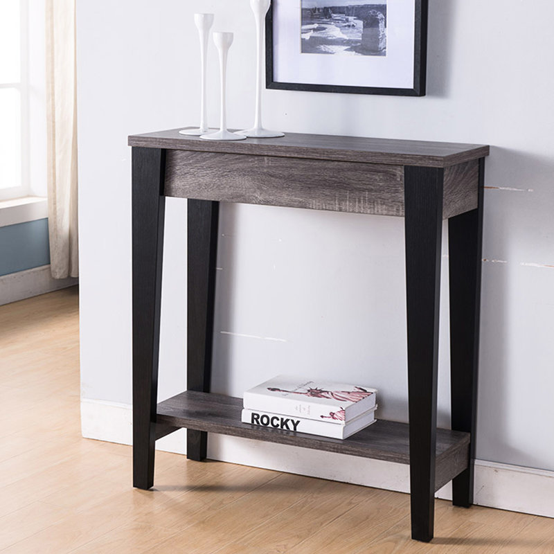 Console élégante pour la maison avec tiroir et tablette inférieure de teinte grise / noire gris noir - à la mode
