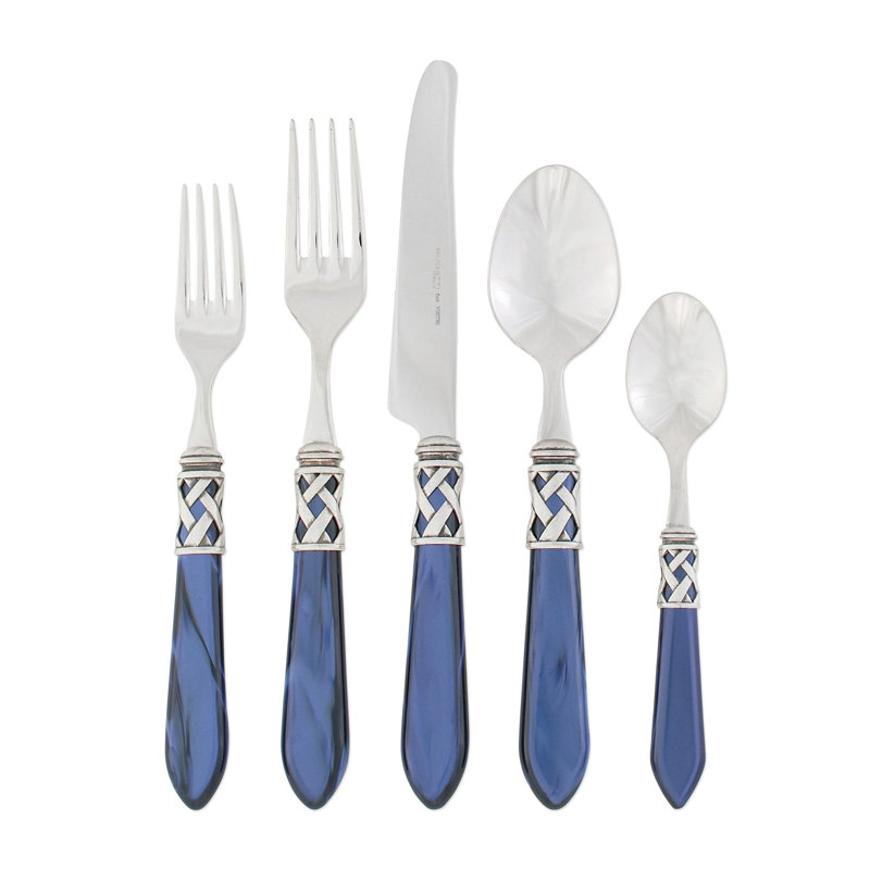 VIETRI Aladdin Stainless Steel Flatware Set, Blue