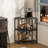Corner Printer Stand With Charging Station Adjustable Metal Mesh Shelf Black