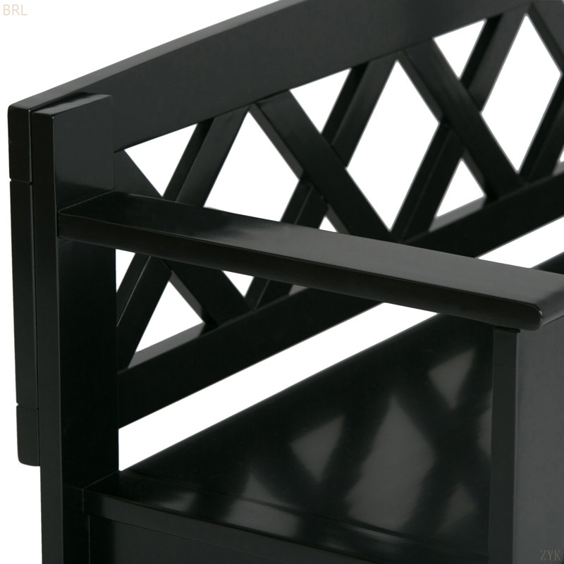 Banc de rangement en bois massif pour hall d'entrée, Noir