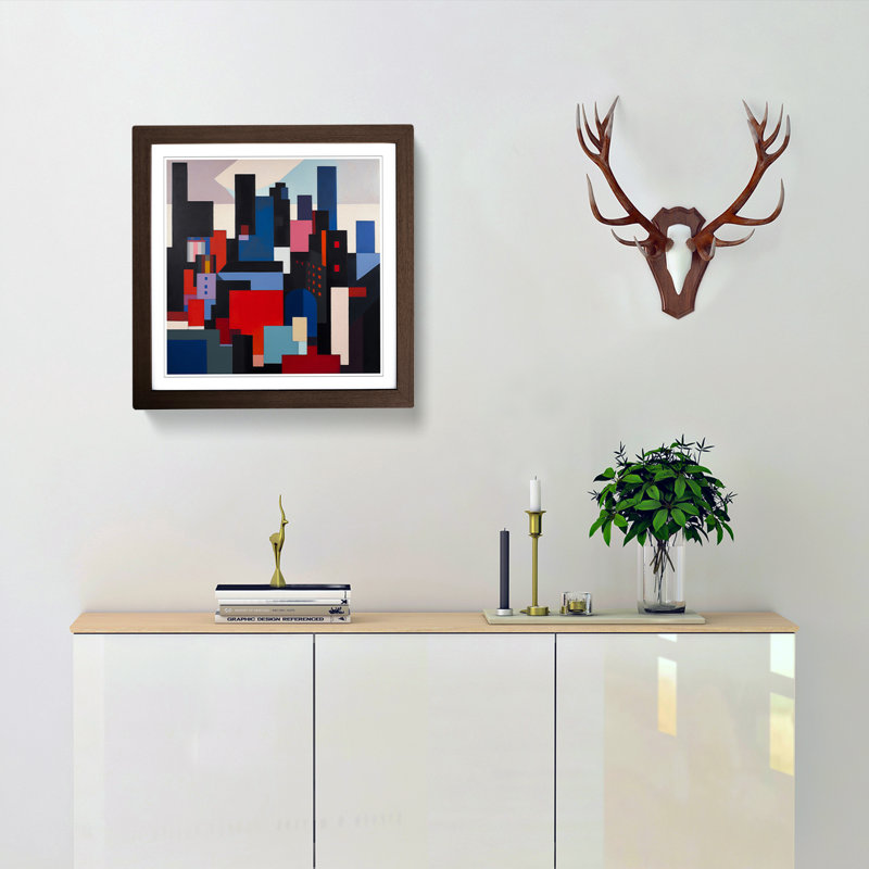 City of Manchester Suprematism - Framed Print, Walnut