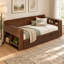 Lit de jour Queen Size avec tiroirs de rangement amovibles et table d'appoint hydraulique
