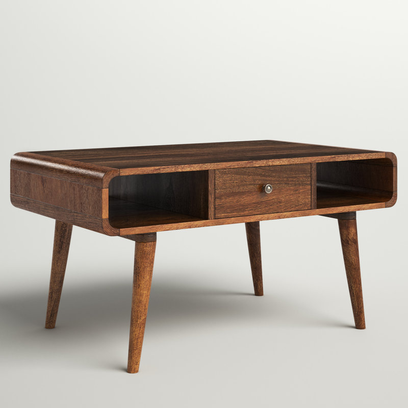 Gaige Solid Wood Four Leg Coffee Table with Storage