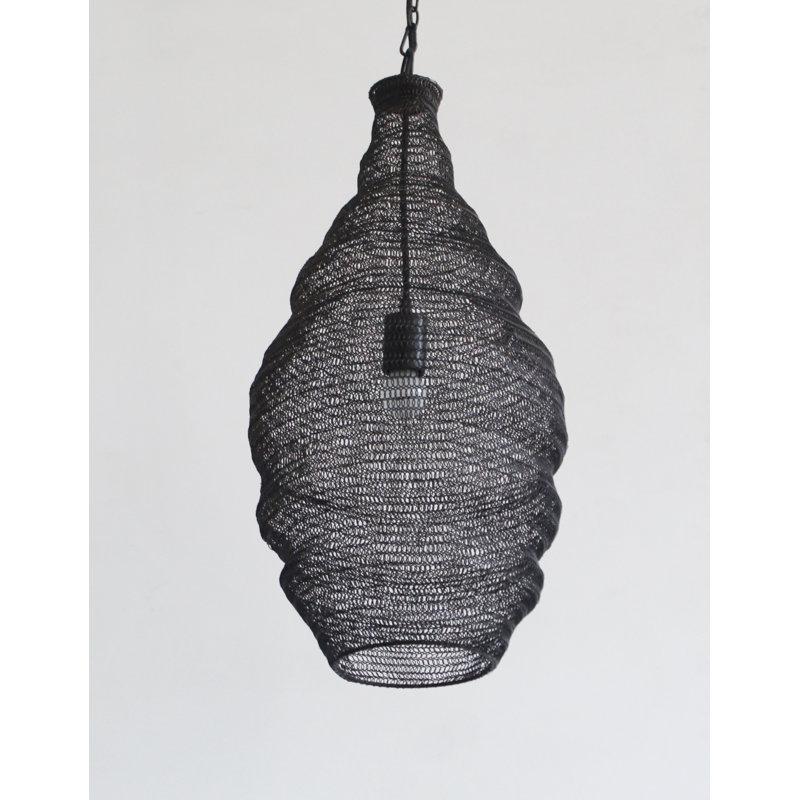Luminaire suspendu panier 1 lumière Transitional, Noir satiné, H 84 po x l 12 po x P 12 po