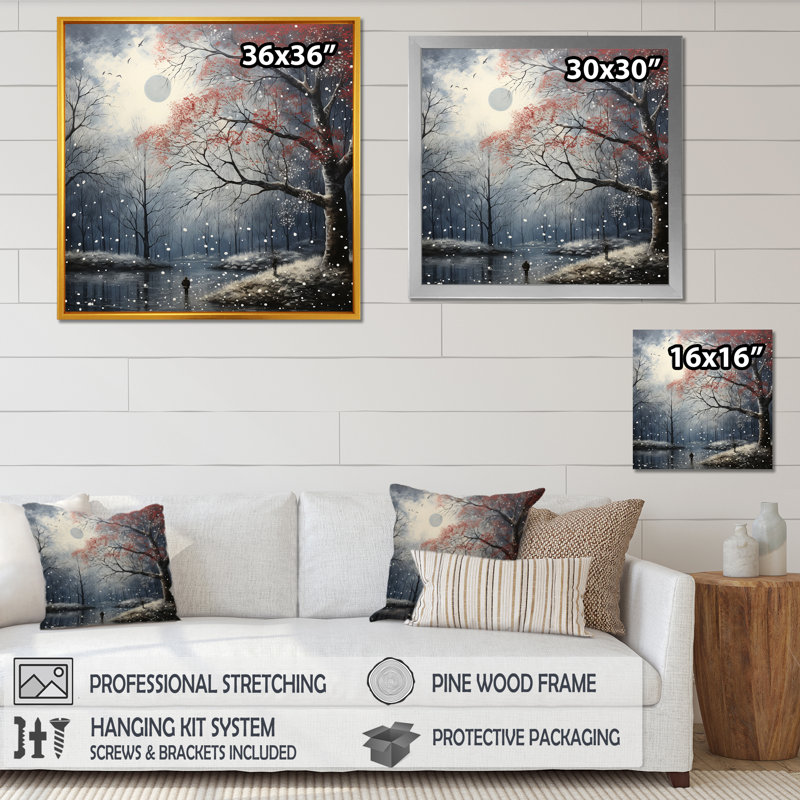 «Forest Tranquility In Winter IV», art mural fruits, Toile tendue, H 30 po x l 30 po