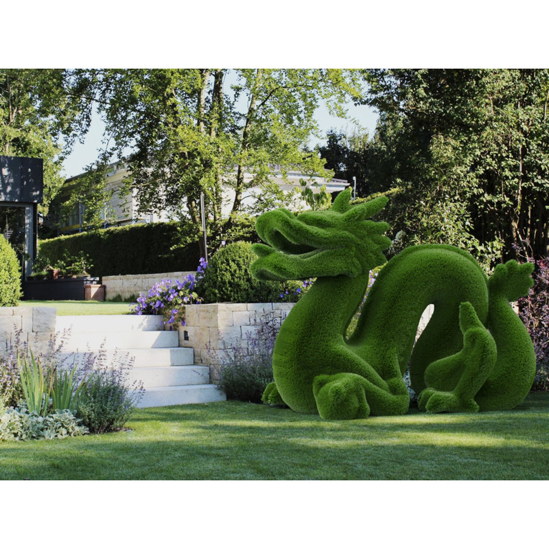 Dragon vert topiaire extérieur chiffres verts