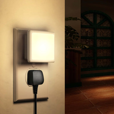 Square White Plug-In Dimmable LED Night Light With Warm White 3000K