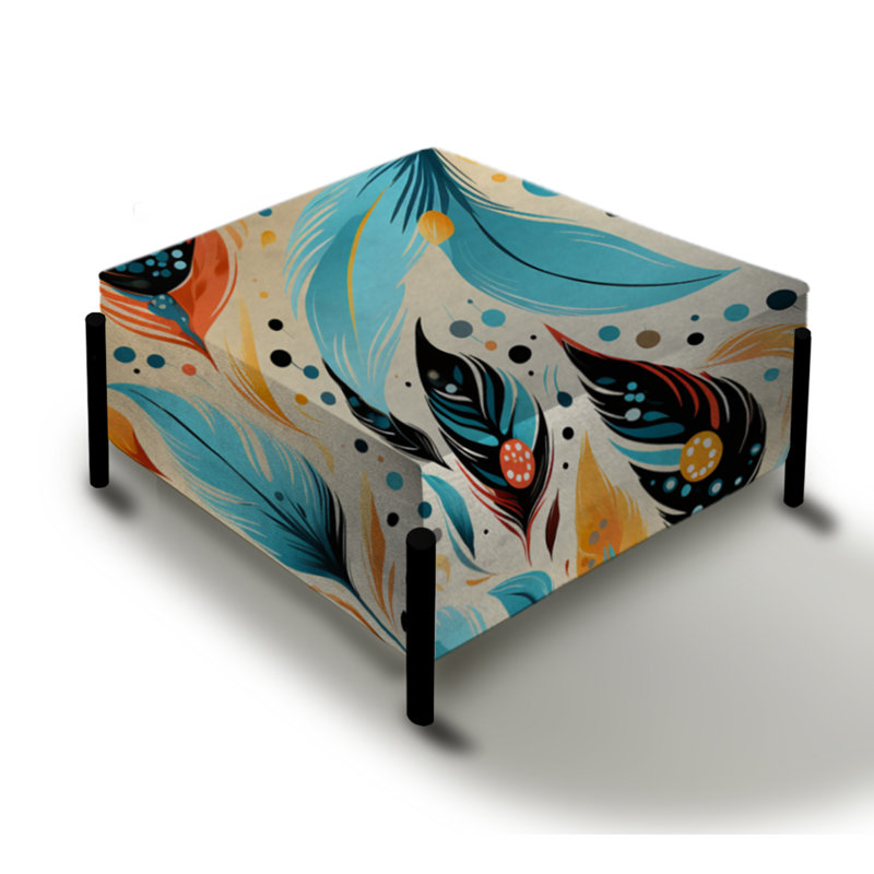 Plume éclectique jaune et bleue Boho
