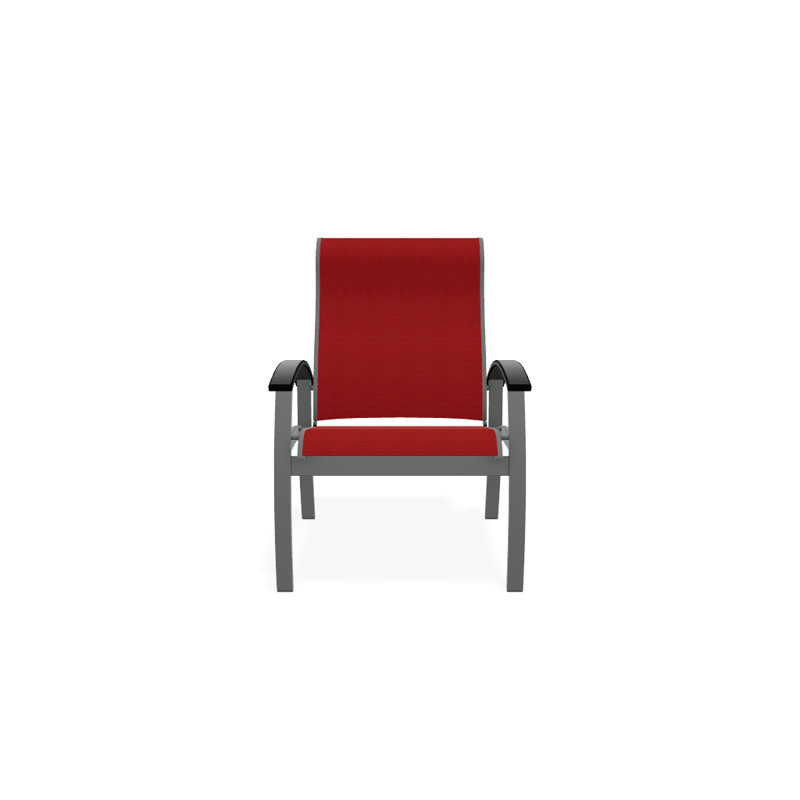 Chaise de patio Askar, Rouge 1D Sunbrella®, Noir, Graphite texturé
