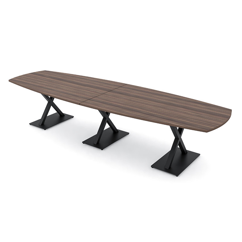Table de conférence Pavert, Noir mat, H 30 po x l 144 po x P 48 po, Eucalyptus naturel