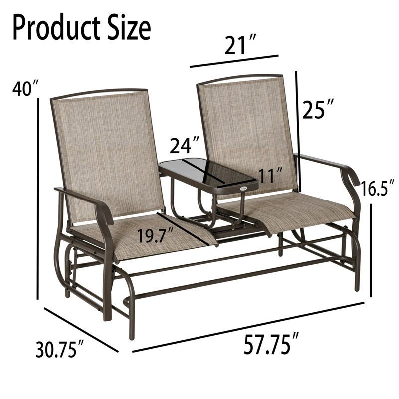 Laxavier 58 " W Steel Loveseat, Brown/Brown
