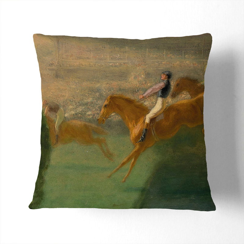 The Horse Race Square Throw Cushion, 55cm H x 55cm W x 20cm D