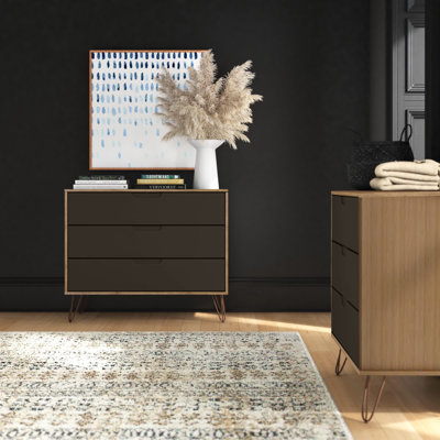 Commode anglaise 3 tiroirs Mid-Century Rockefeller