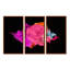 Fuchia et encre rose sur fond noir - ensemble d'art moderne sur toile encadrée moderne de 3-800274824-760726983