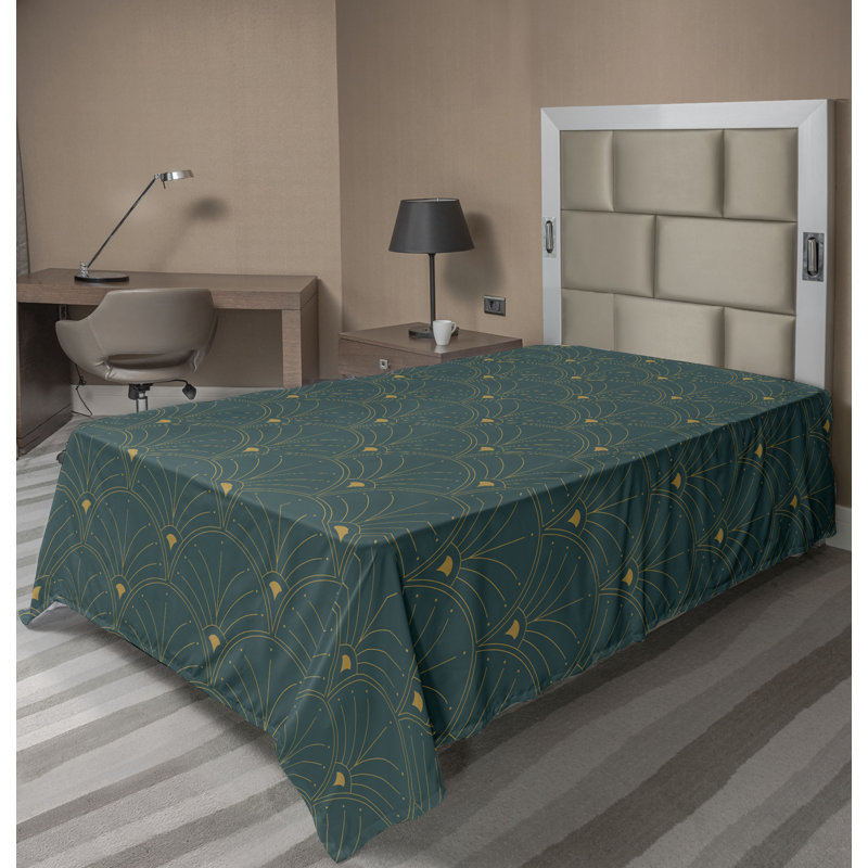 Polyester Floral Flat Sheet, Twin Flat Sheet, Teal/Sand Brown