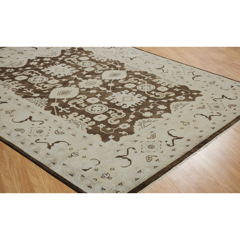 Zelida Hand Woven Wool Oriental Area Rug, Rectangle 9' x 12'