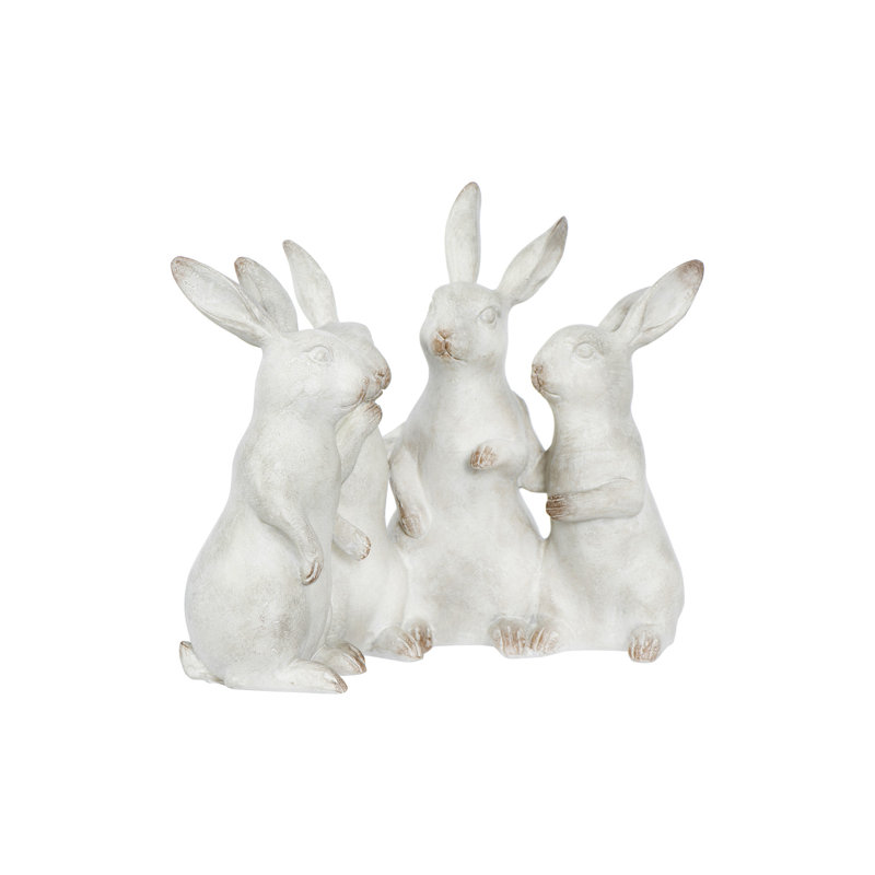 Barraza Whitewashed Polyresin Bunny Rabbit Quartet Figurine