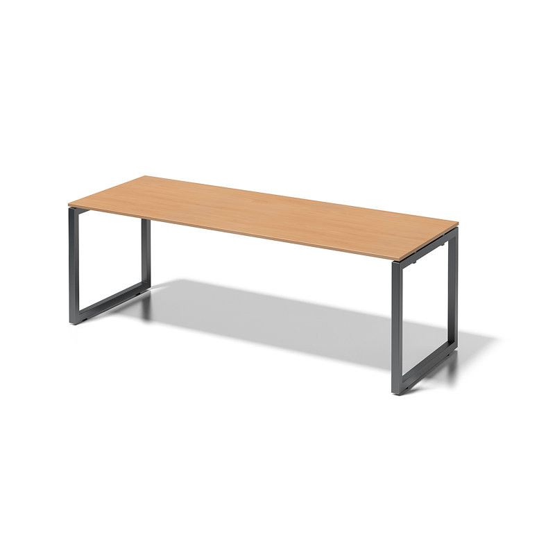 Cito Solid Wood Writing Desk, 74 cm H x 180 cm W x 80 cm D, Light Brown/Grey