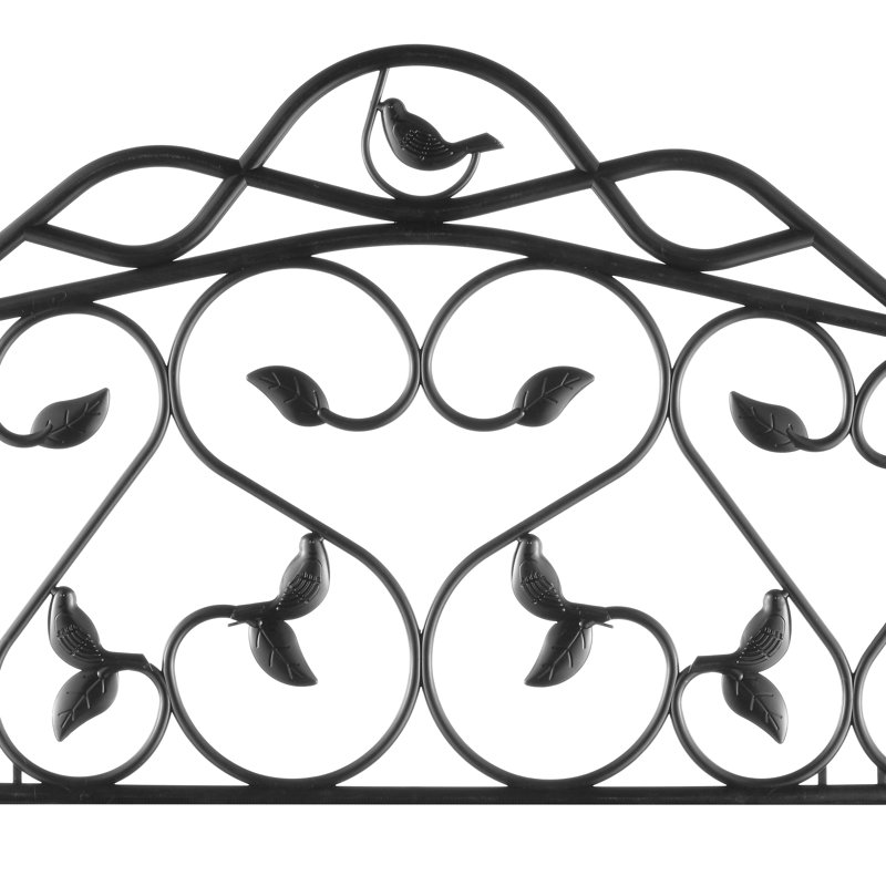 Evelyne Decorative Garden Border Edging: Leaf & Bird Design, Black, 16