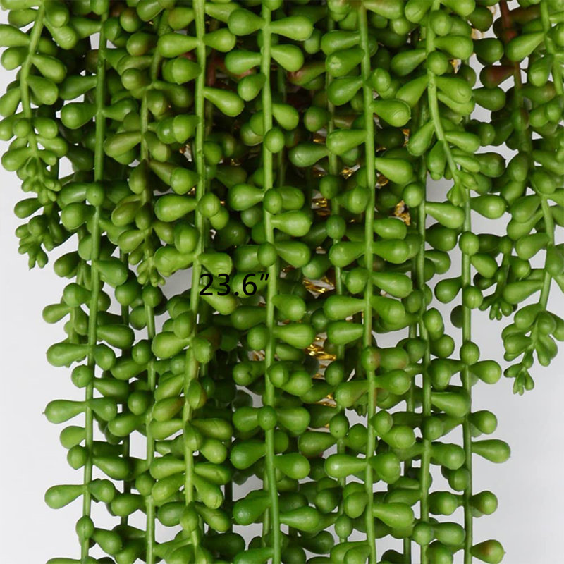 Artificial Succulents Hanging Faux Plants Fake String of Pearls, 23.6" H x 3" W x 3" D