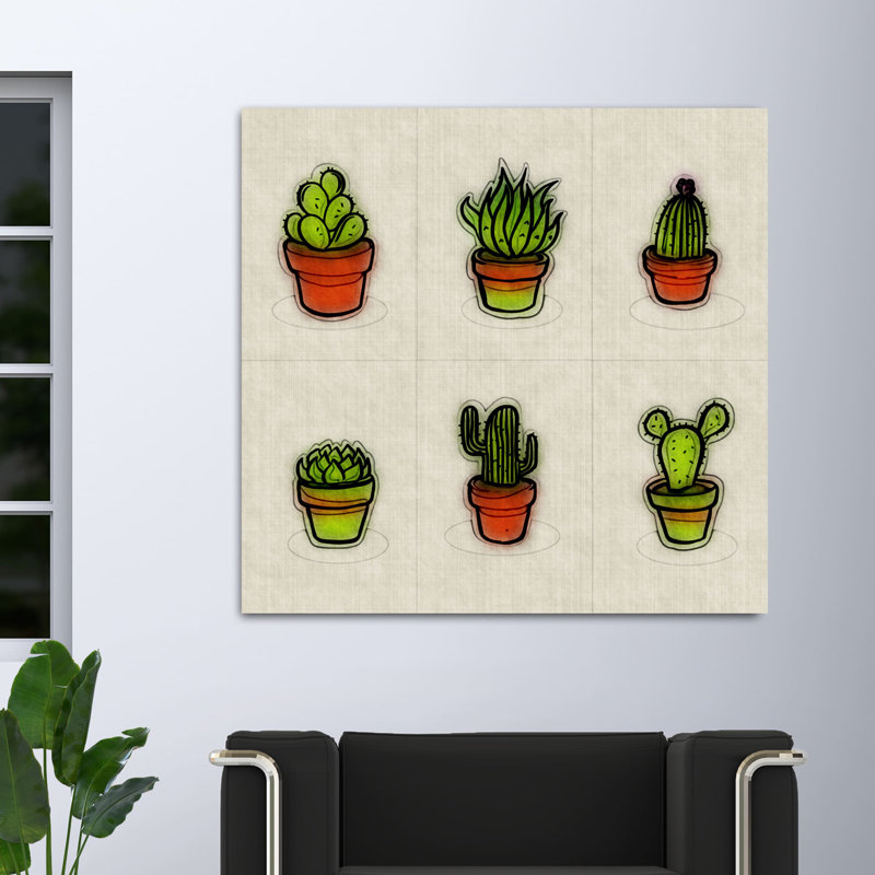" Cacti Collection ", 16" H x 16" W x 1.5" D