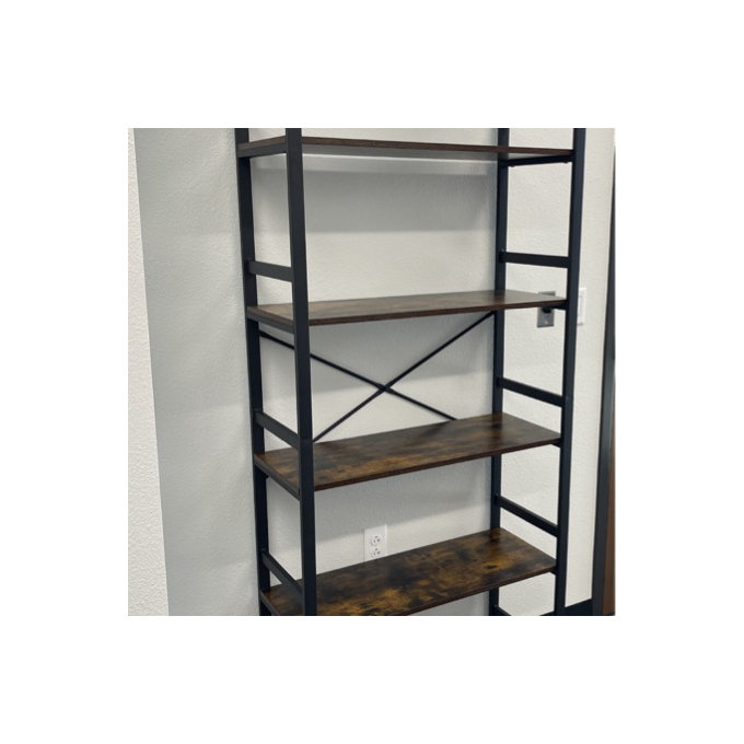 Bookshelf, 31.5In Wide Shelf 6 Tier Bookcase, 70Lbs/Shelf Industrial Bookshelves - Vintage Brown