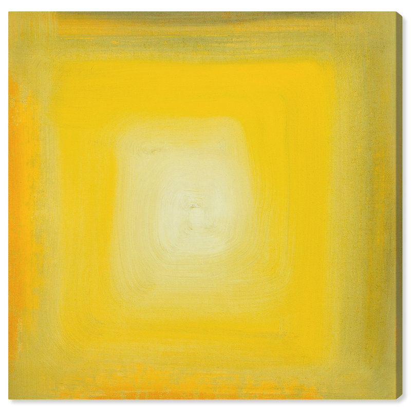 Jaune jaune cube - peinture sur toile, H 20 po x l 20 po