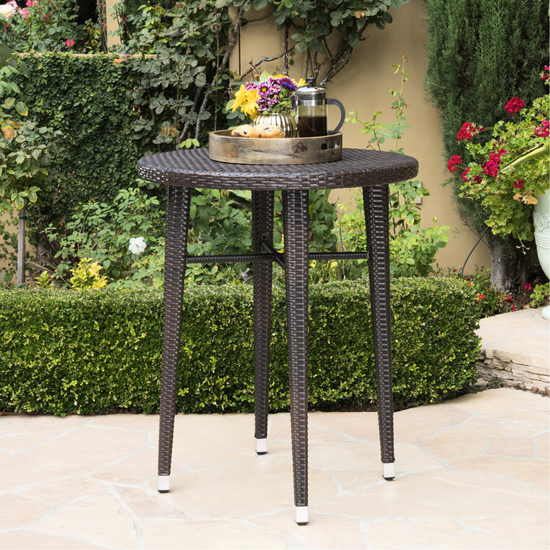 Table de bar d'extérieur, résistante aux intempéries et en fer forgé, 104 cm H x 83 cm L, brun, construction avec marque distinctive, hauteur, largeur, longueur, couleur principale