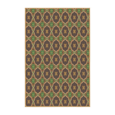 Vert géométrique/Tapis décoratif brun