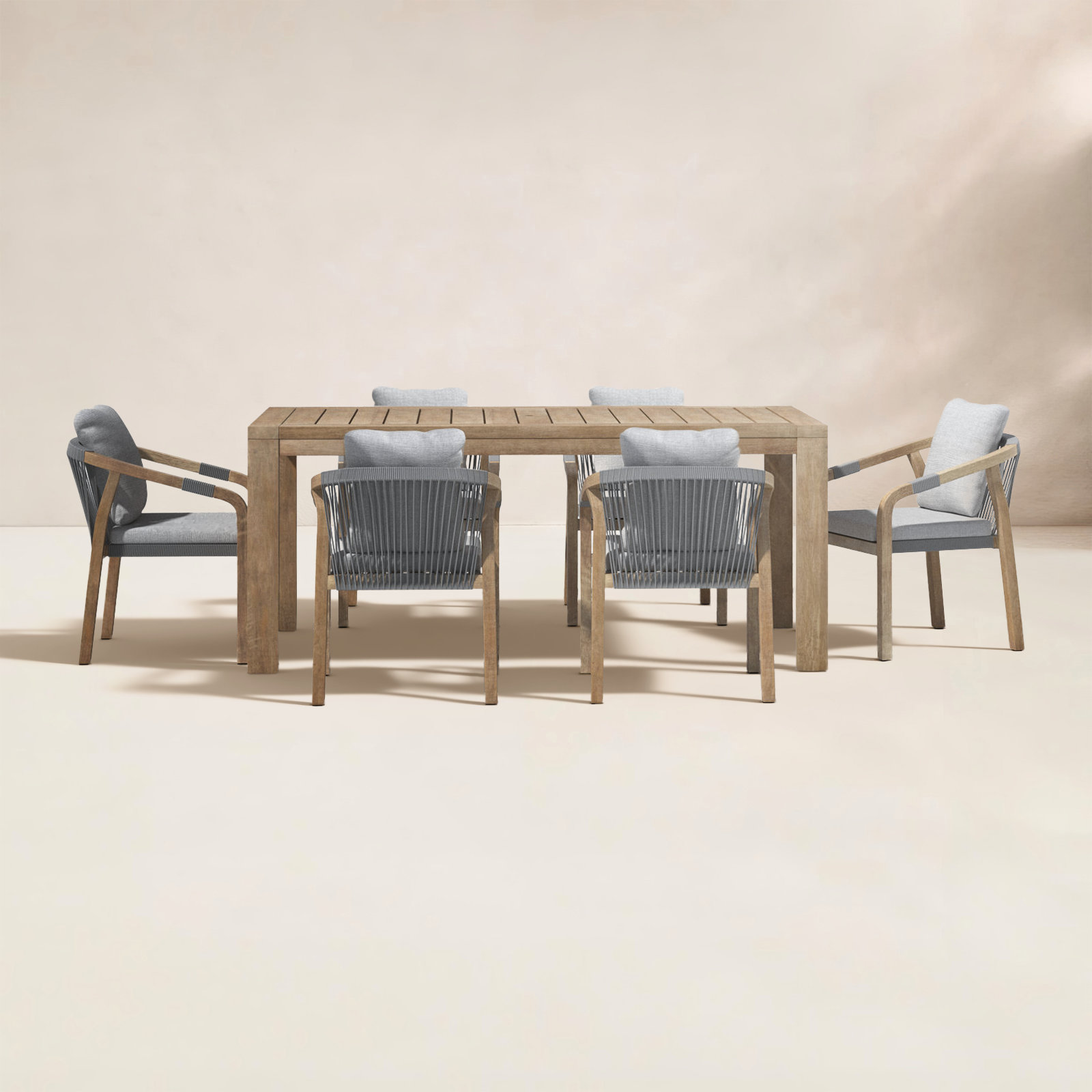 Joly 71" Acacia Patio Dining Set, Gray