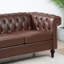 3 places avec accoudoirs carrés brun foncé, largeur de 81,22 po, coussins amovibles, attrait élégant avec accoudoirs, similicuir, ambiance relaxante-397576225