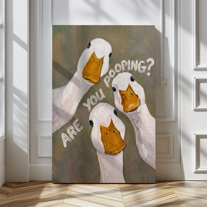 1 pièce, impression d'art sur toile encadrée, impression de salle de bain oie drôle, Are You Pooper, toilette, humour, art, affiche sur toile, peinture pour salon, chambre, bureau, salle de bain, dortoir, prêt à accrocher