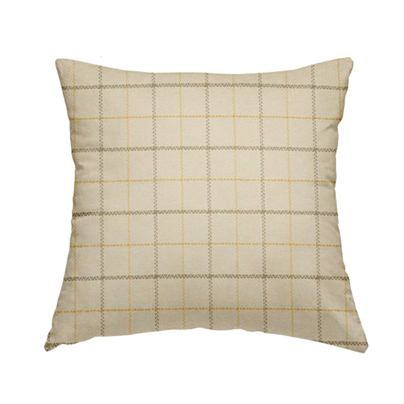 Bremer Plaid Square Cushion, 55cm H x 55cm W x 5cm D, White/Yellow