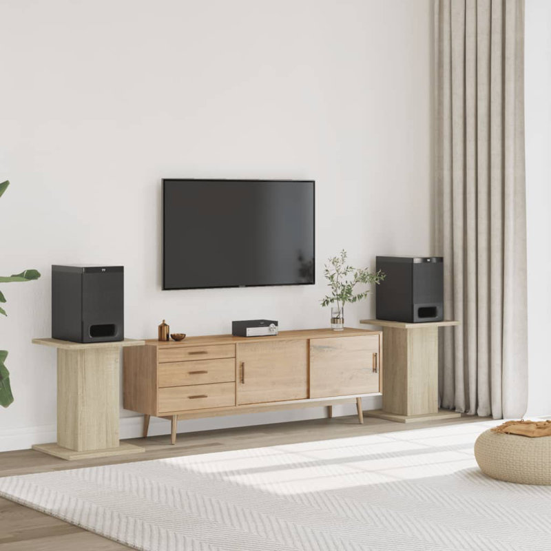  Speaker Stands Living Room Speaker Floor Stand 2 Pcs Engineered Wood