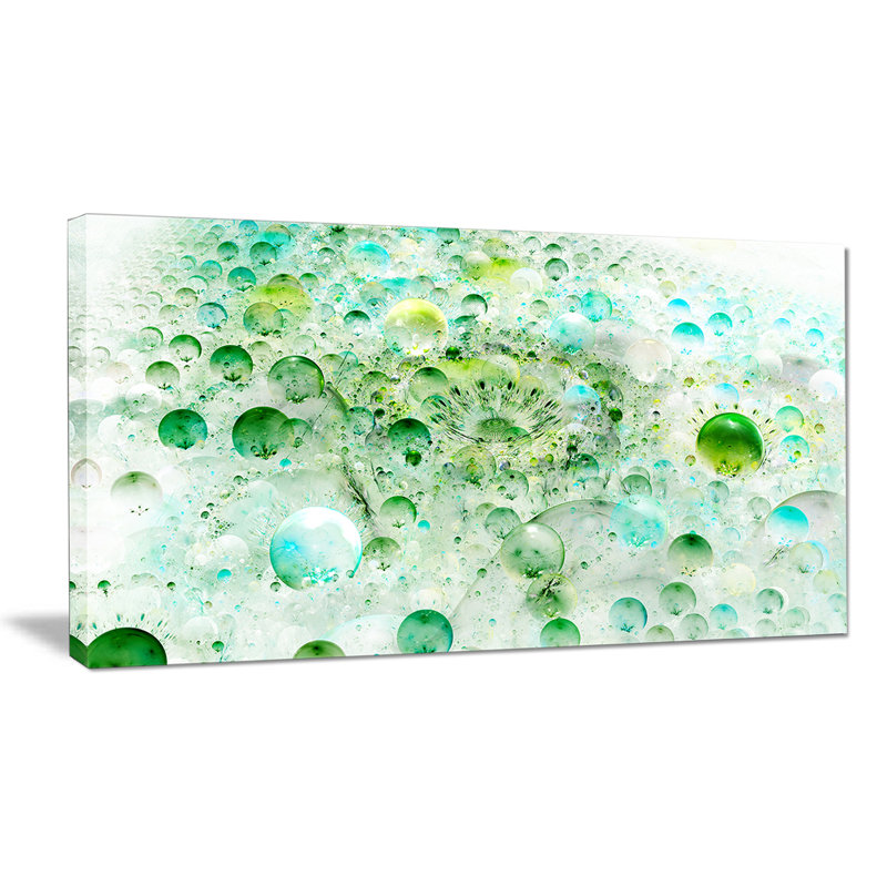 Molécules de fractal-bleu-vert-impression d’art graphique, H 16 po x l 32 po x P 1 po, Toile tendue