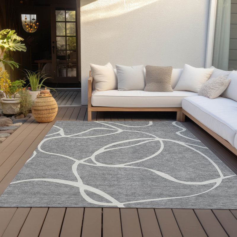 Tapis intérieur / extérieur gris Mirelle , 10 pi x 14 pi