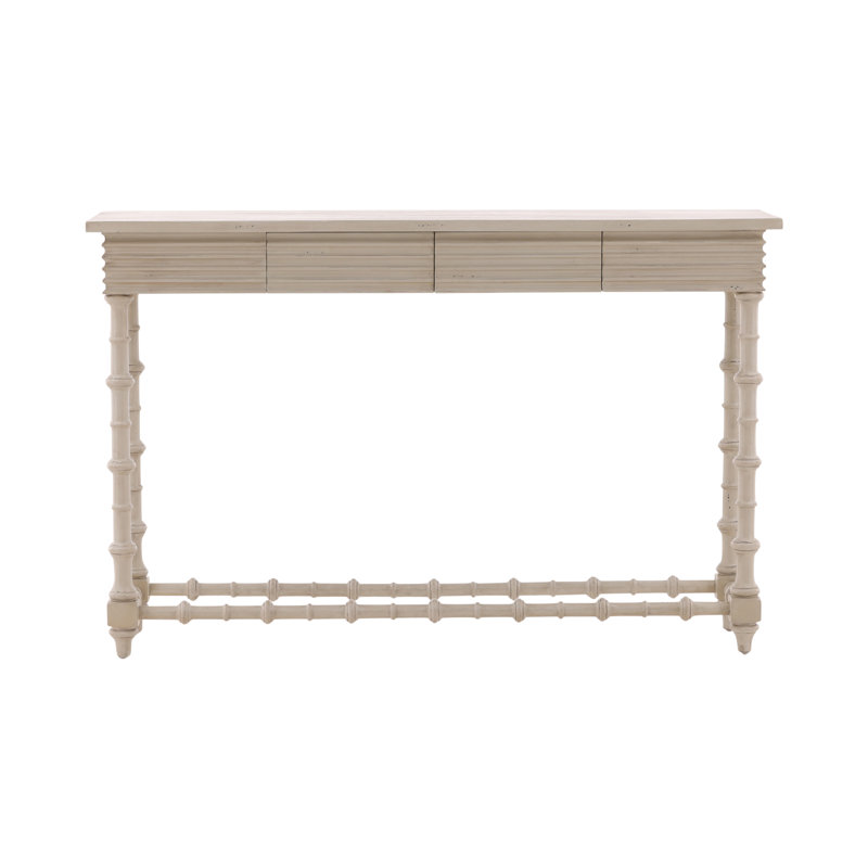  Console à pieds tournés en acajou Alice, Crème