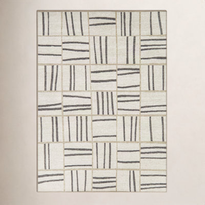 Laki Cream Gray Geometric Jute Rug